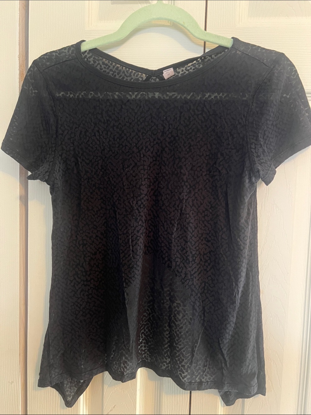 lululemon athletica Black Short-Sleeve Sheer Animal-Print Tee